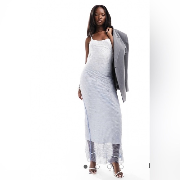 NWT ASOS Rare London Premium strappy ombre diamante midi dress size 0 - Picture 1 of 12